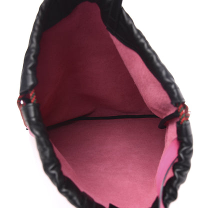 Gucci Grained Calfskin Logo Drawstring Backpack Box Pink Green Black 5 of 10