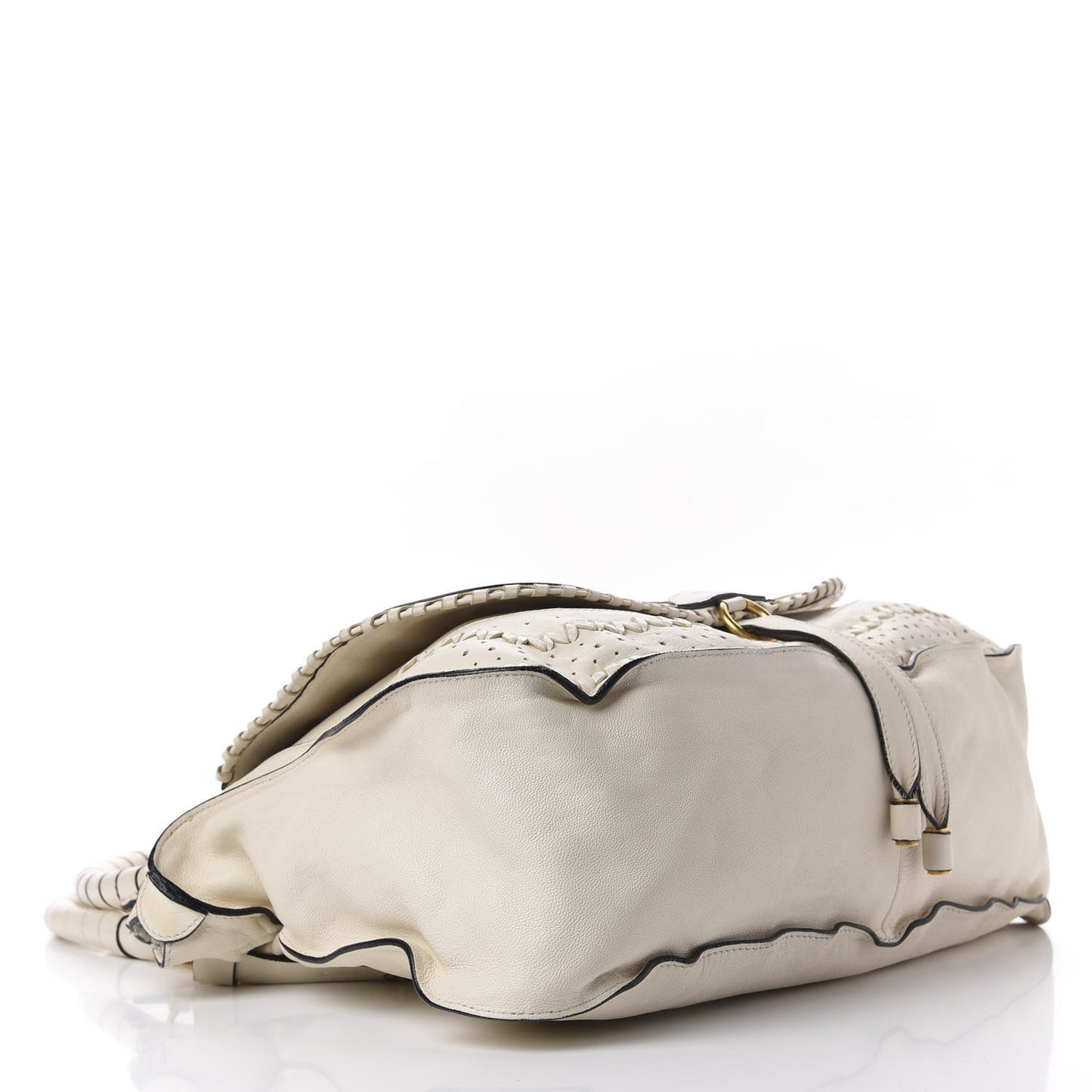 Calfskin Large Perforated Marcie Satchel Porcelain