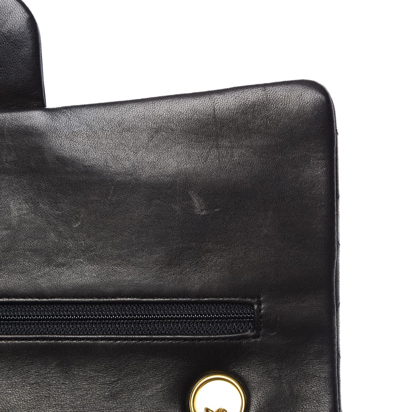Lambskin Quilted Medium Double Flap Black