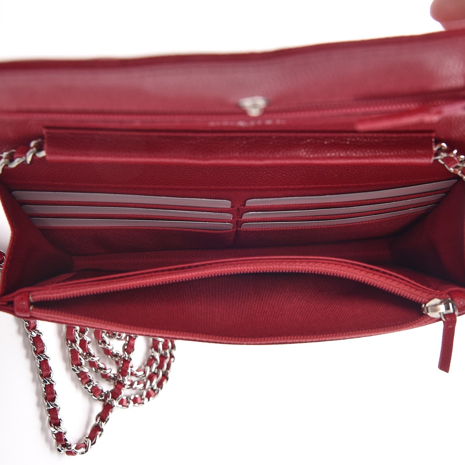 Chanel Caviar Quilted Wallet on Chain WOC Red 5 of 8