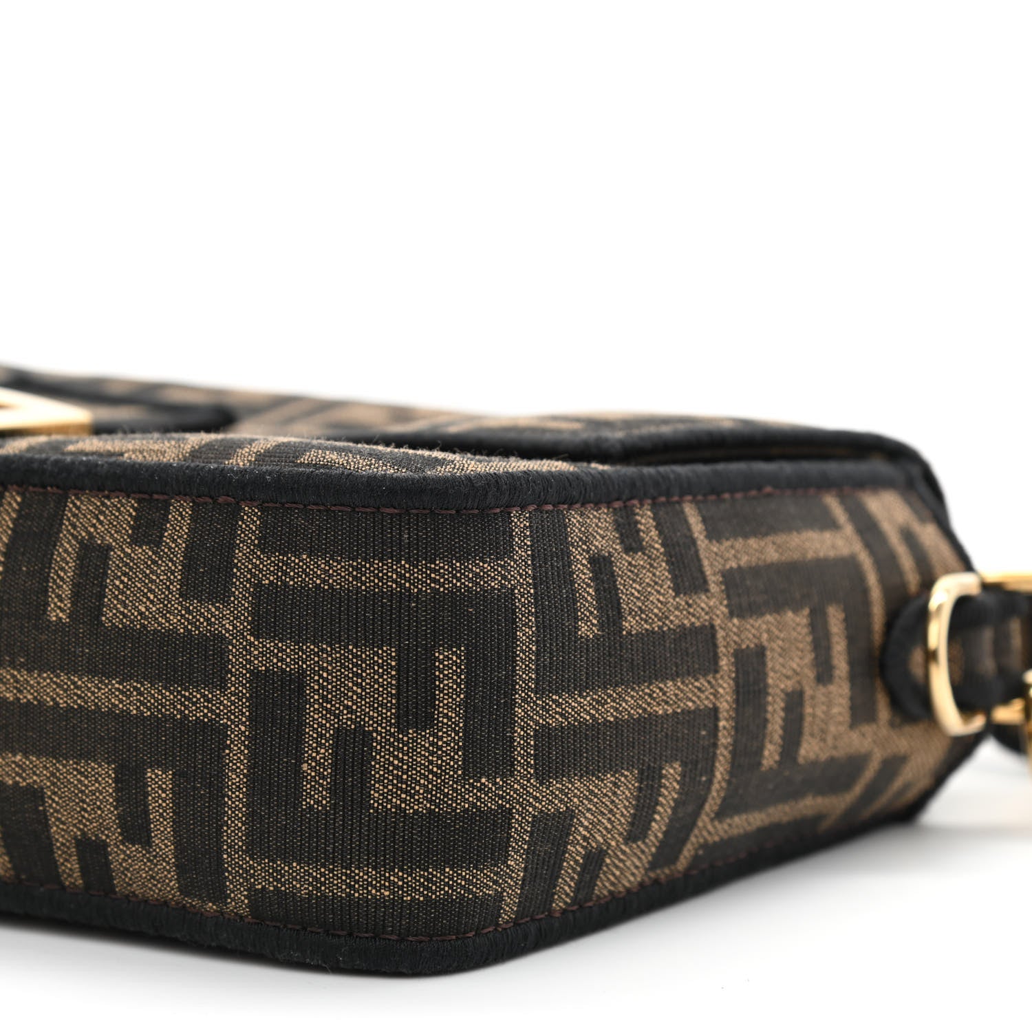 Fendi Fabric Jacquard FF 1974 Medium Baguette Tobacco Moro Black 10 of 12