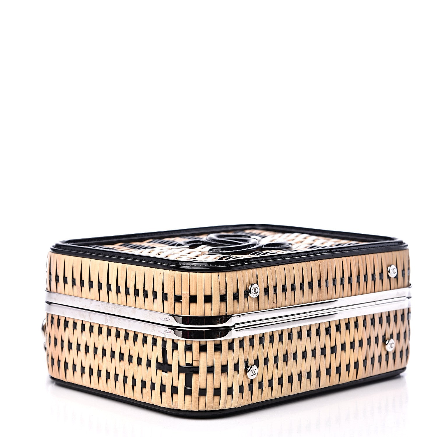 Chanel Raffia Patent Medium CC Filigree Vanity Case Black 3 of 9