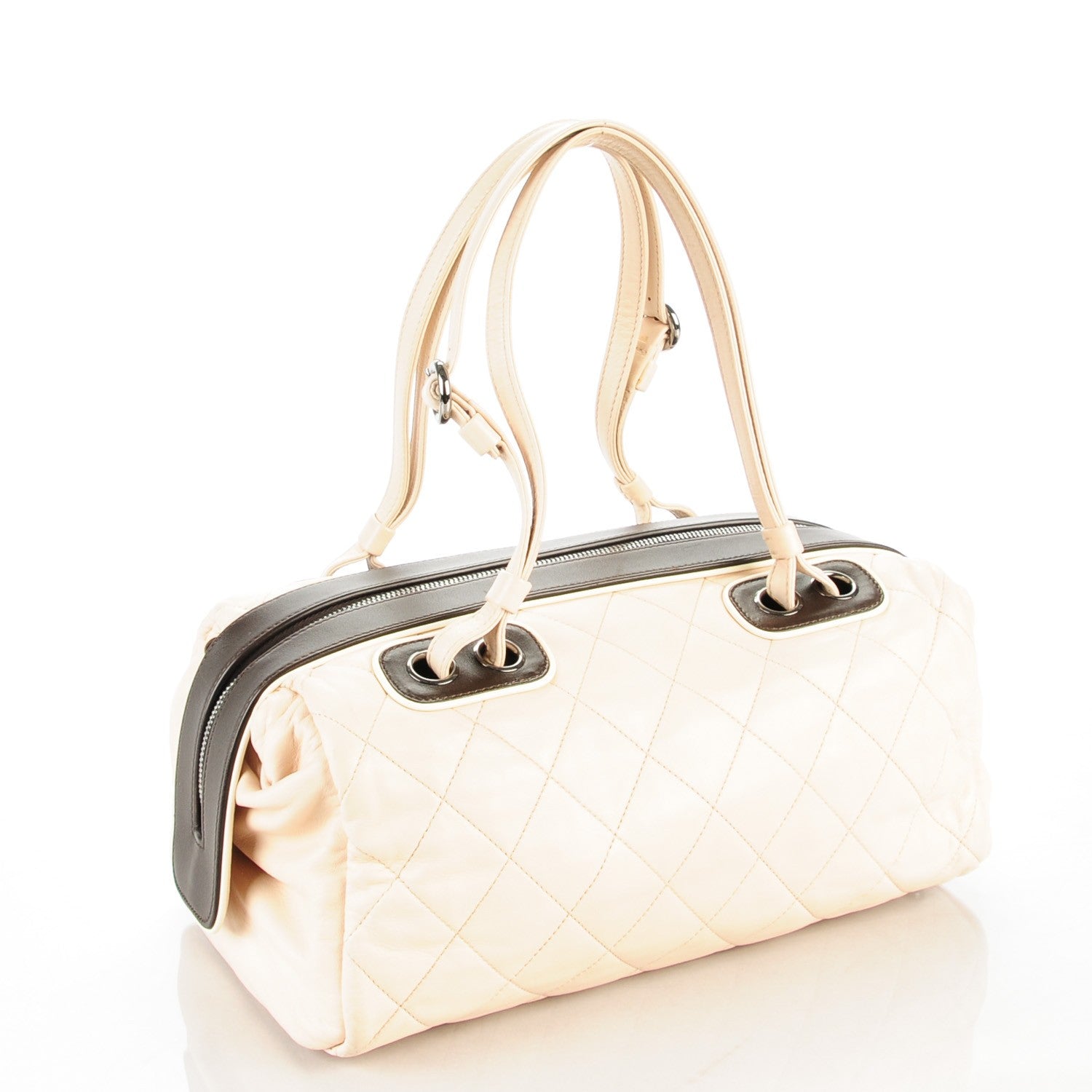 Chanel Lambskin Quilted Country Club Bowler Beige 3 of 7