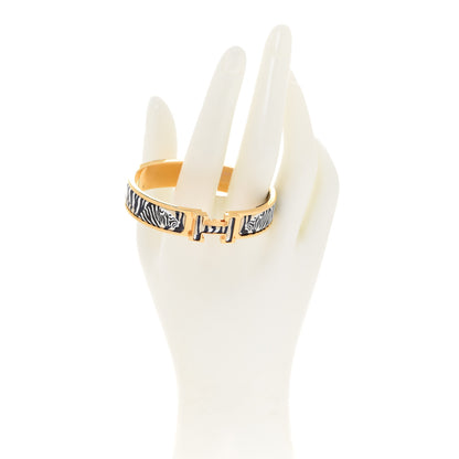Hermes Enamel Narrow Print Zebres De Tanzania Clic Clac H Bracelet PM Beige Blue 2 of 6