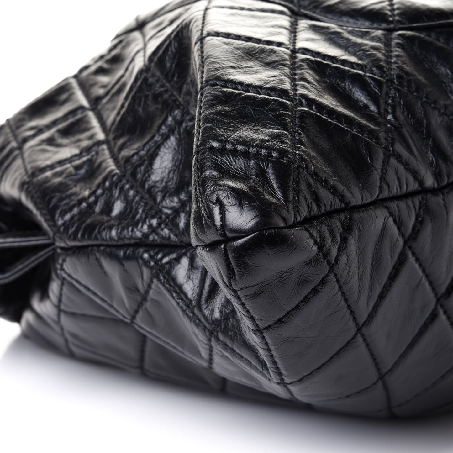 Glazed Calfskin Quilted Surpique Carryall Black