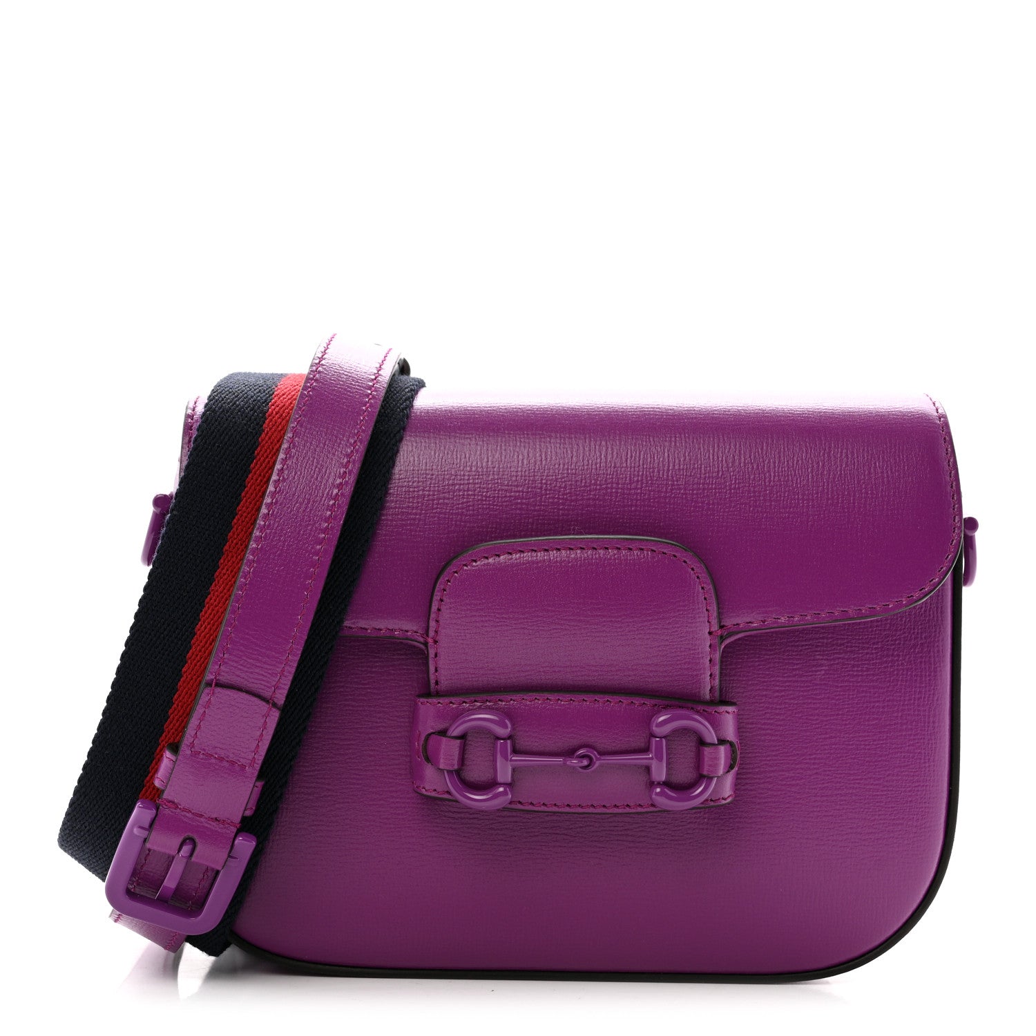 Gucci Azalea Calfskin Web Monochrome Small Horsebit 1955 Shoulder Bag  Spicy Cyclamin 1 of 13