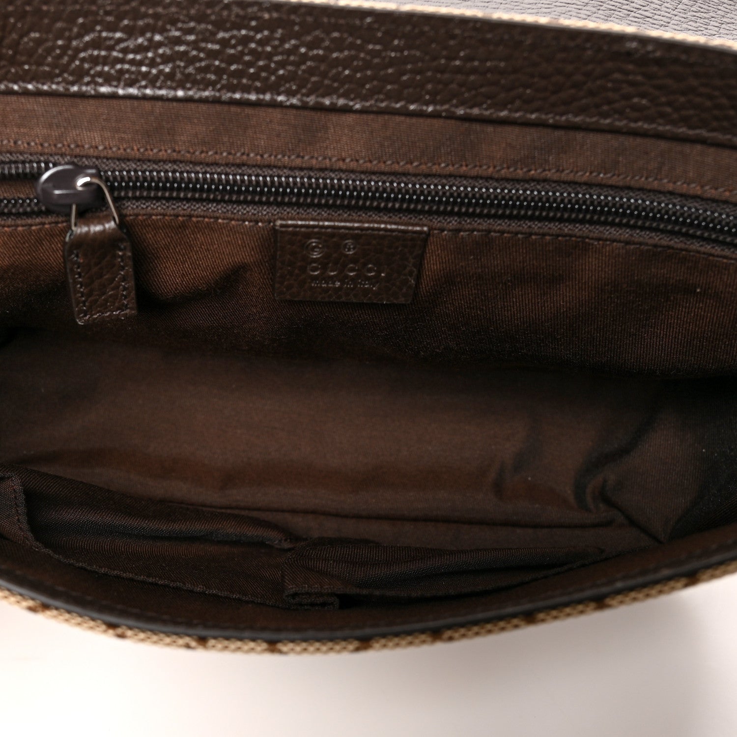 Gucci Monogram Flap Messenger Bag Beige Dark Brown 5 of 10