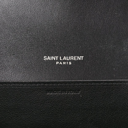 Saint Laurent Calfskin Crocodile Embossed Monogram Uptown Chain Wallet Black 7 of 13