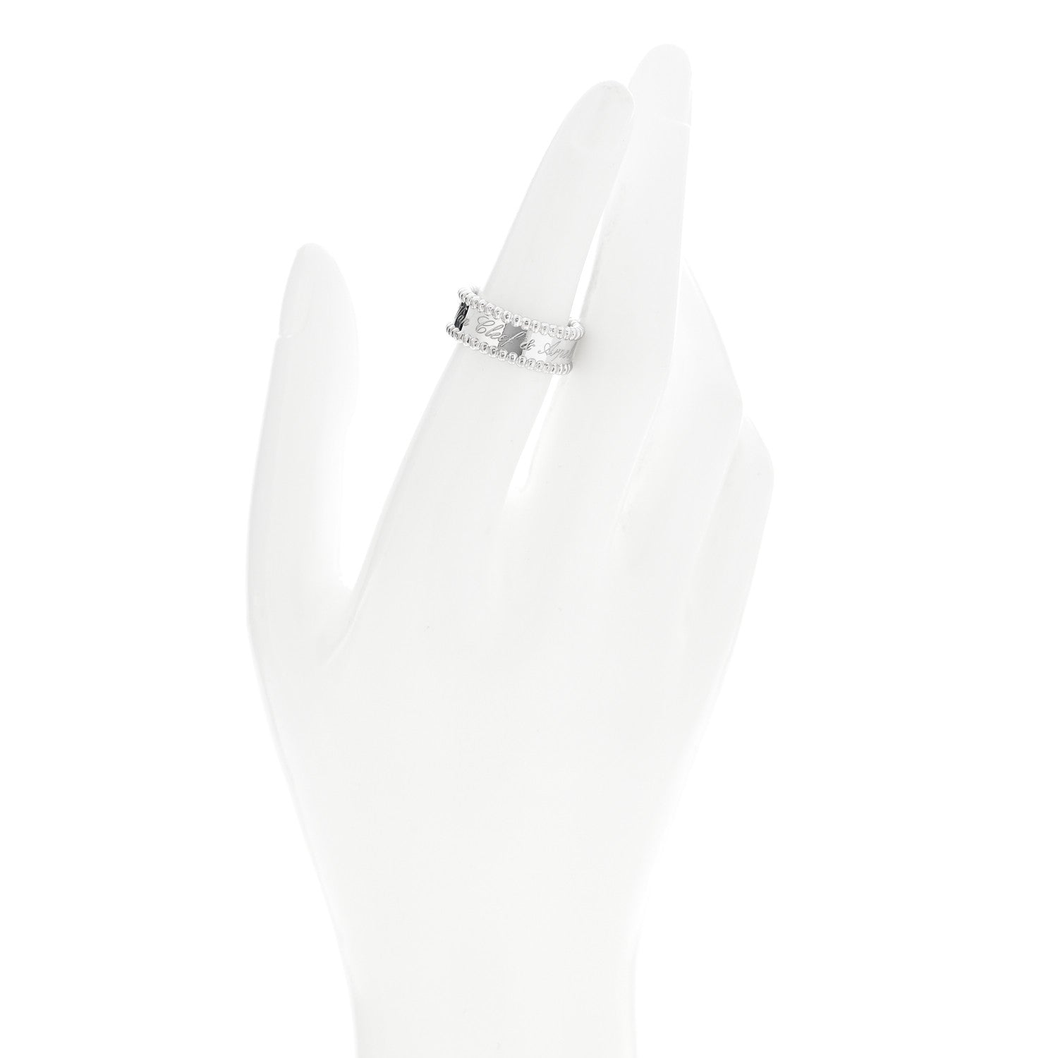 Van Cleef & Arpels 18K White Gold Perlee Signature Ring 52 6 2 of 6