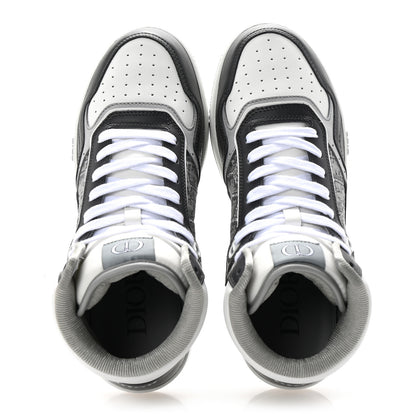 Christian Dior Smooth Calfskin Jacquard Oblique Mens B27 High Top Sneakers 40 Grey 2 of 10