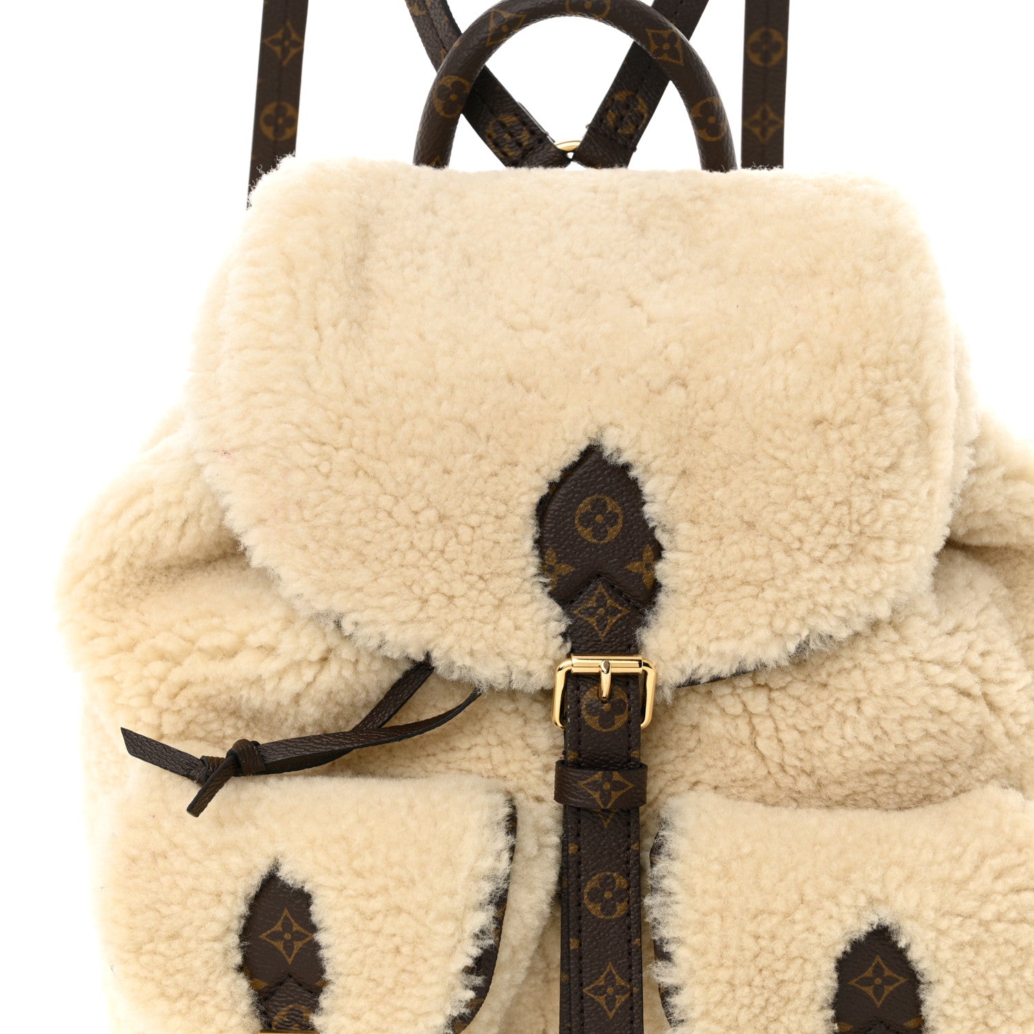 Louis Vuitton Monogram Shearling Ski Backpack Cream 7 of 10