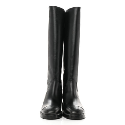 Chanel Calfskin Cap Toe High Boots 39 Black 2 of 9