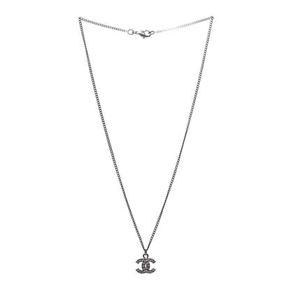 Chanel Crystal CC Necklace Silver 3 of 6