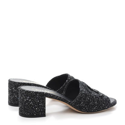 Chanel Tweed CC Mules 39.5 Black 4 of 8