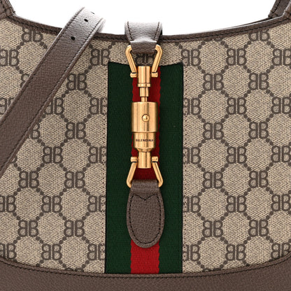 Gucci X BALENCIAGA BB Supreme Monogram Calfskin Web Small Jackie 1961 Hobo Beige Ebony 8 of 12