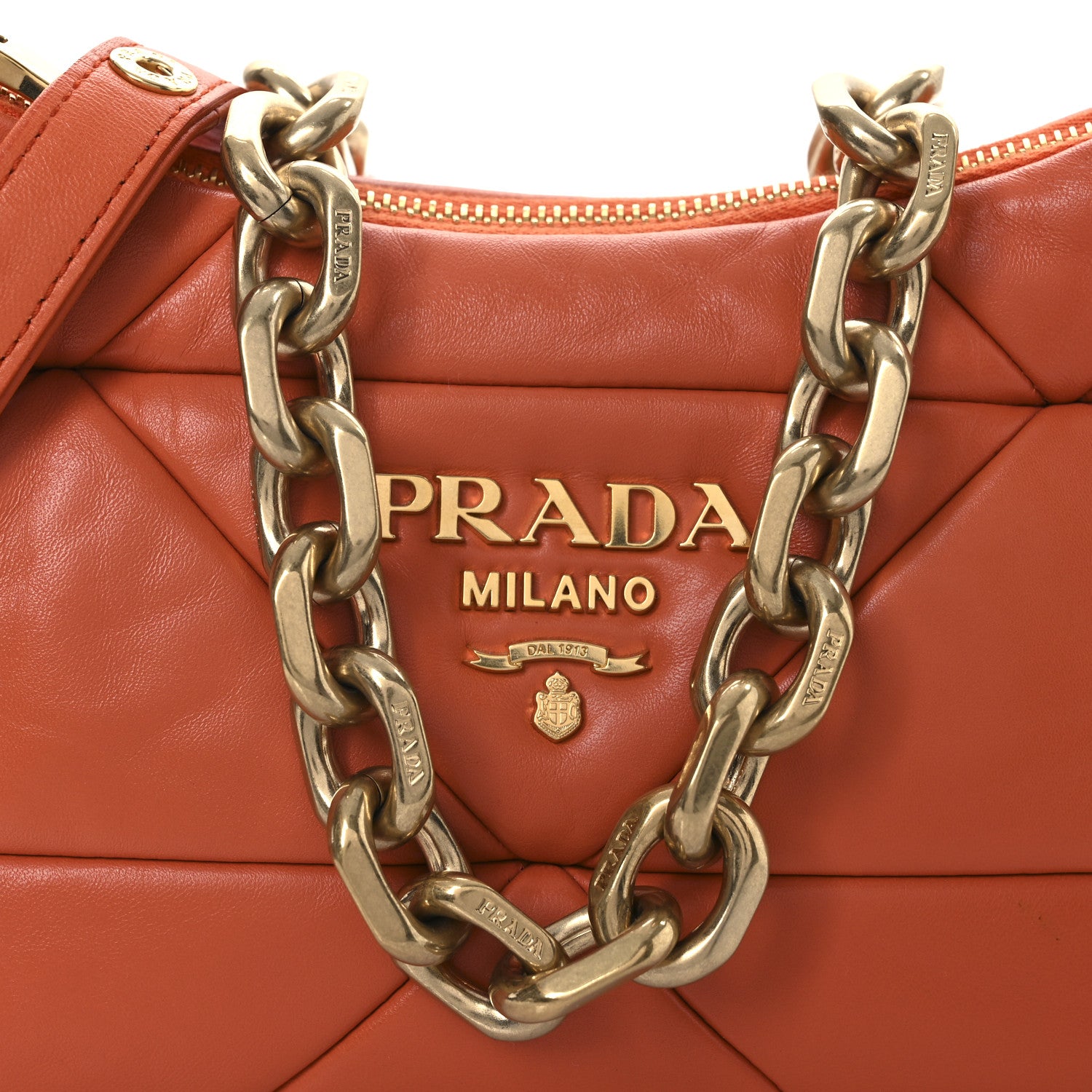 Prada Nappa Triangle Quilted Patchwork System Bag Arancio 8 of 13