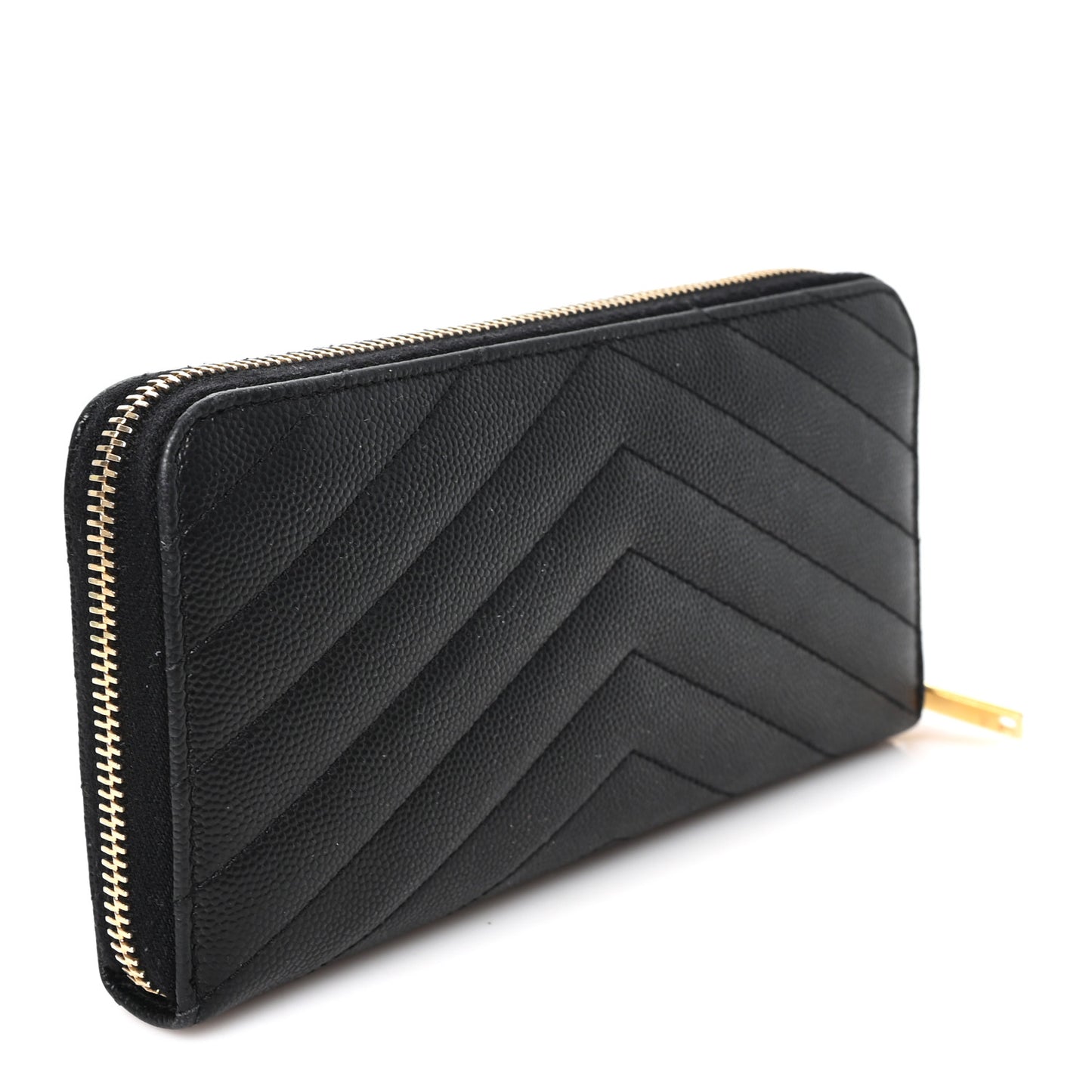 Grain De Poudre Matelasse Chevron Monogram Zip Around Wallet Black