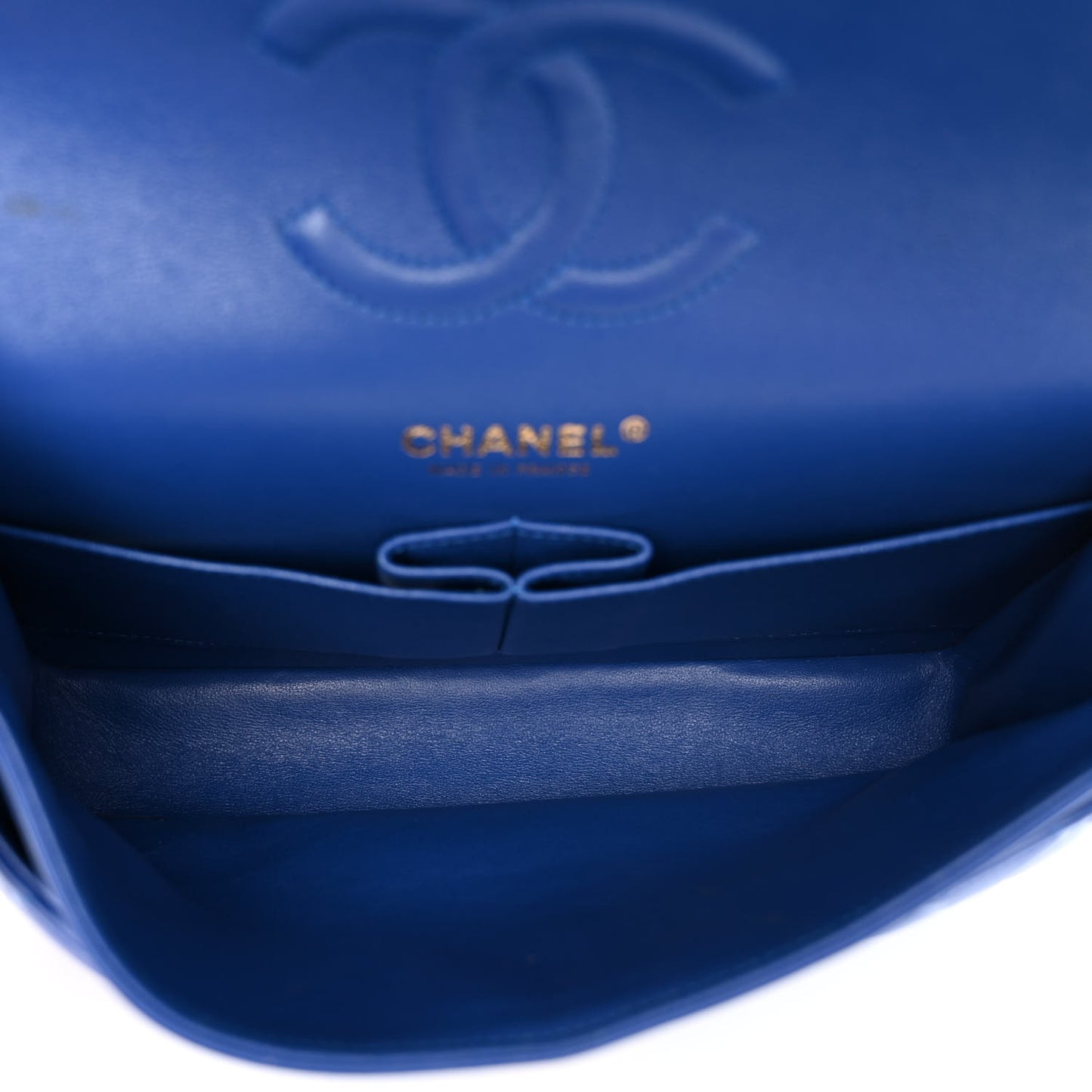 Lambskin Quilted Medium Double Flap Royal Blue