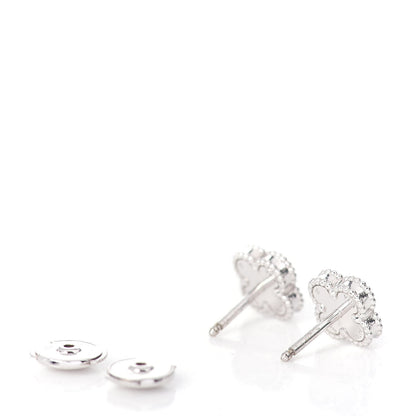 Van Cleef & Arpels 18K White Gold Mother of Pearl Sweet Alhambra Earrings 3 of 6