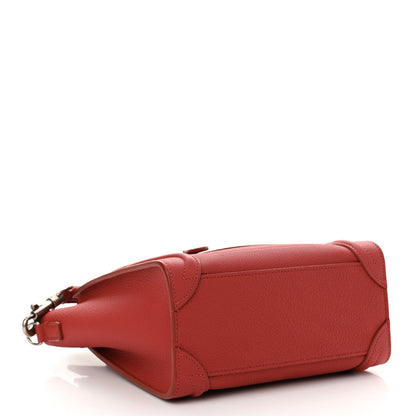 Celine Drummed Calfskin Nano Luggage Pop Red 4 of 10