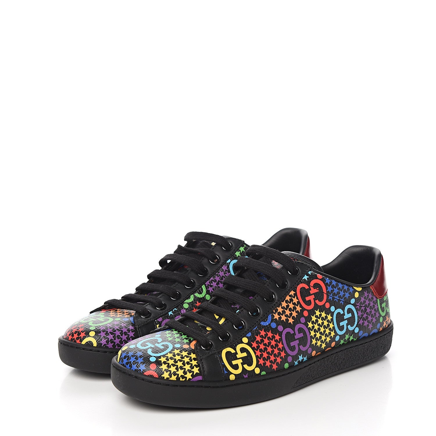 Gucci GG Supreme Monogram Psychedelic Womens Ace Sneakers 35.5 Black Multicolor 3 of 9
