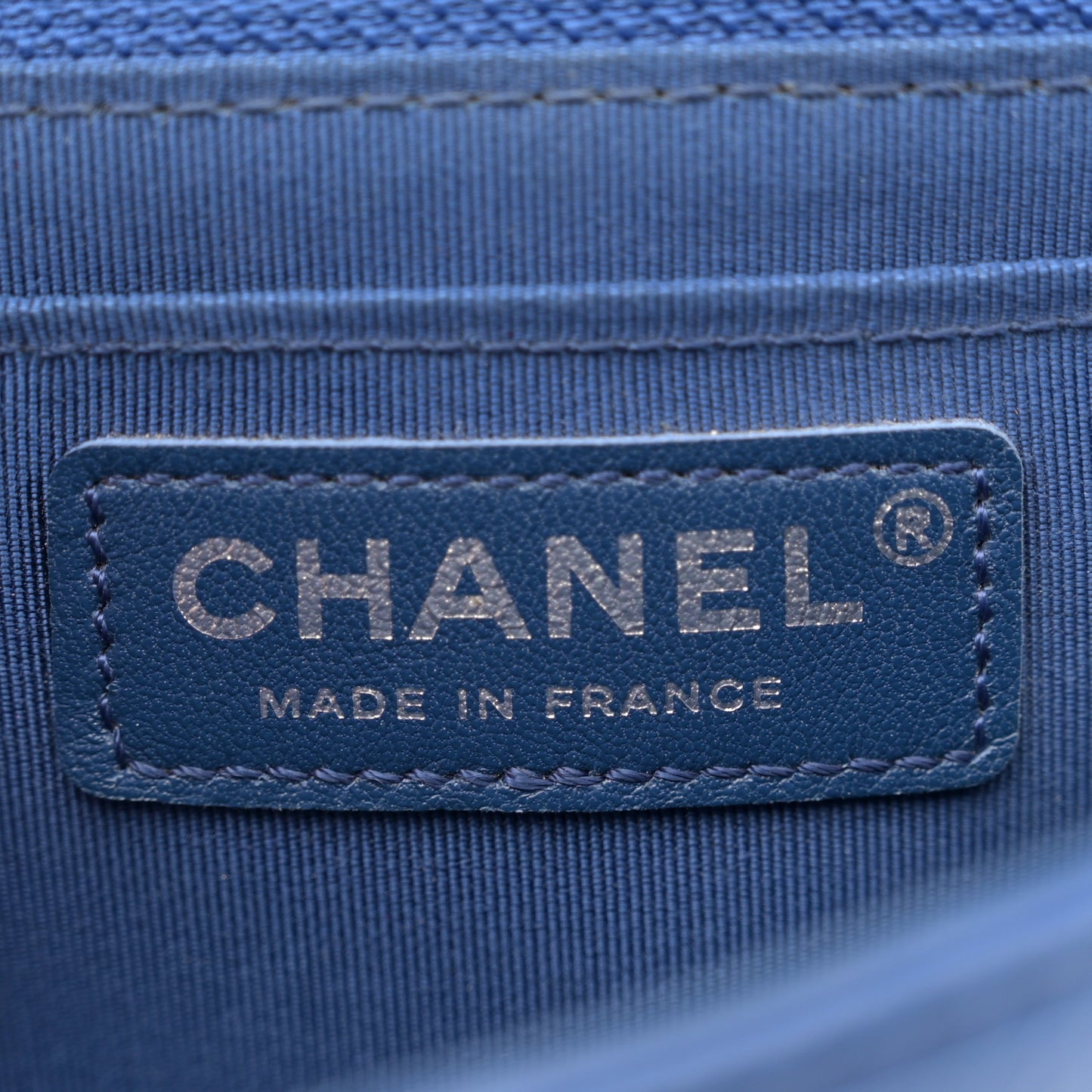 Caviar Chevron Quilted Small Single Flap Blue