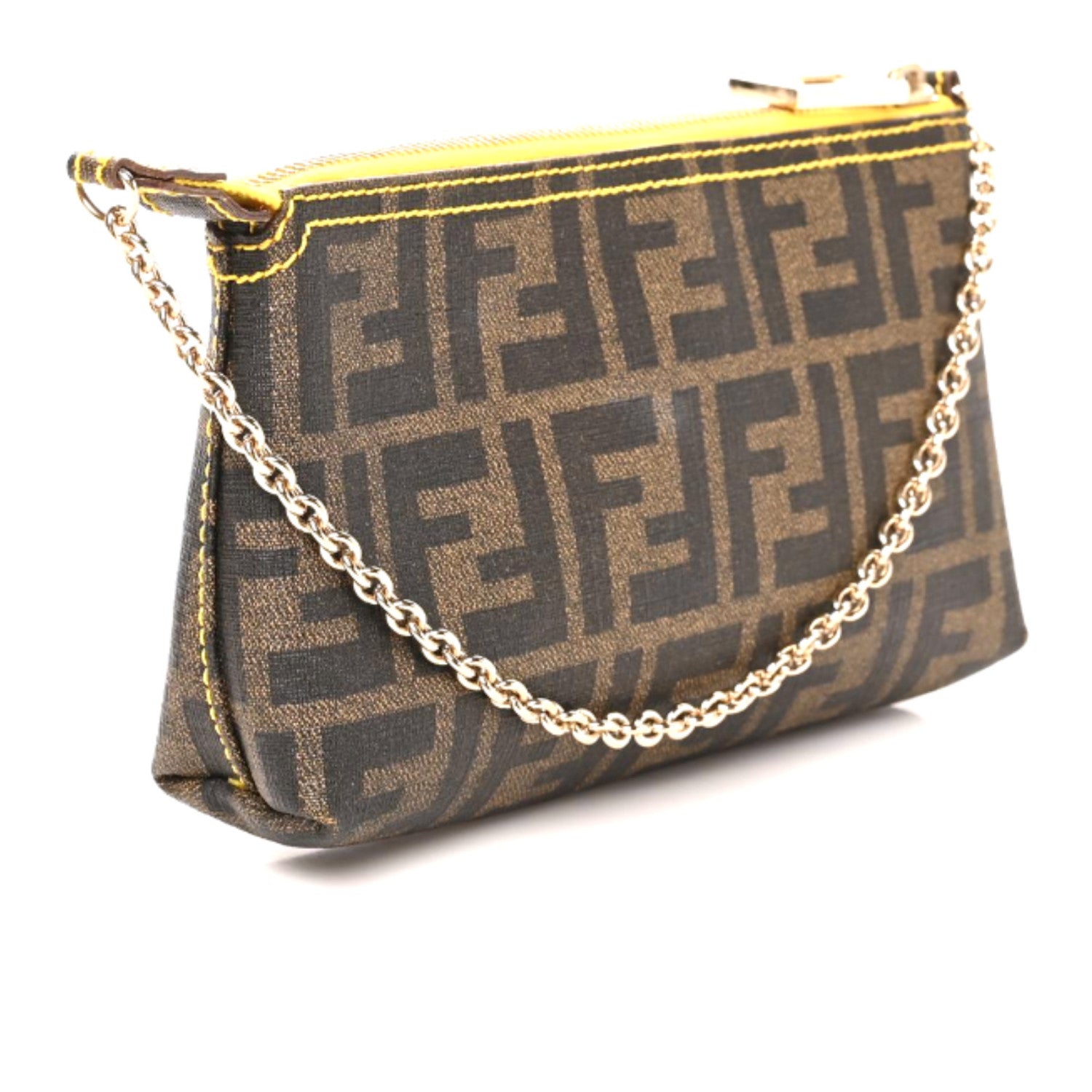 Fendi Zucca Spalmati Pochette Tobacco Giallo 2 of 8