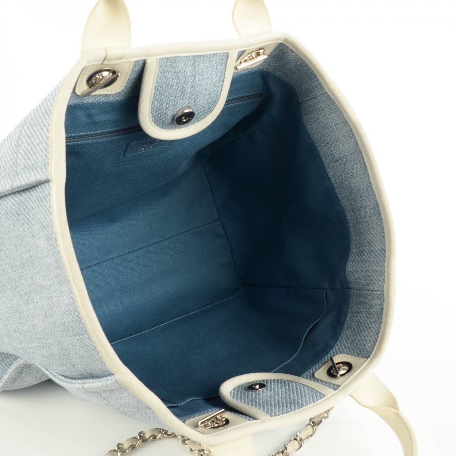 Chanel Canvas Deauville Large Tote Light Blue 7 of 9