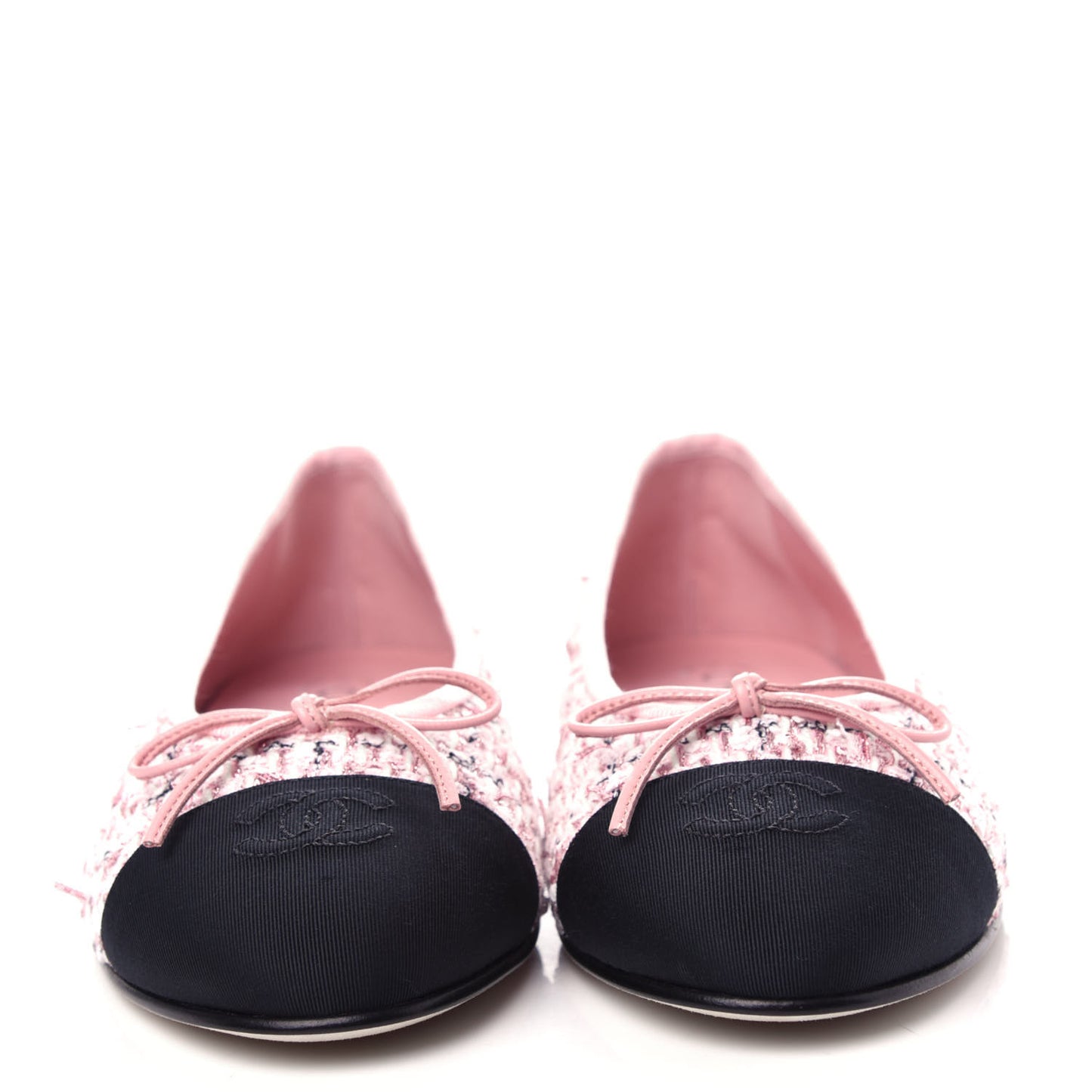 Tweed Cap Toe Ballerina Flats 40 Pink Black