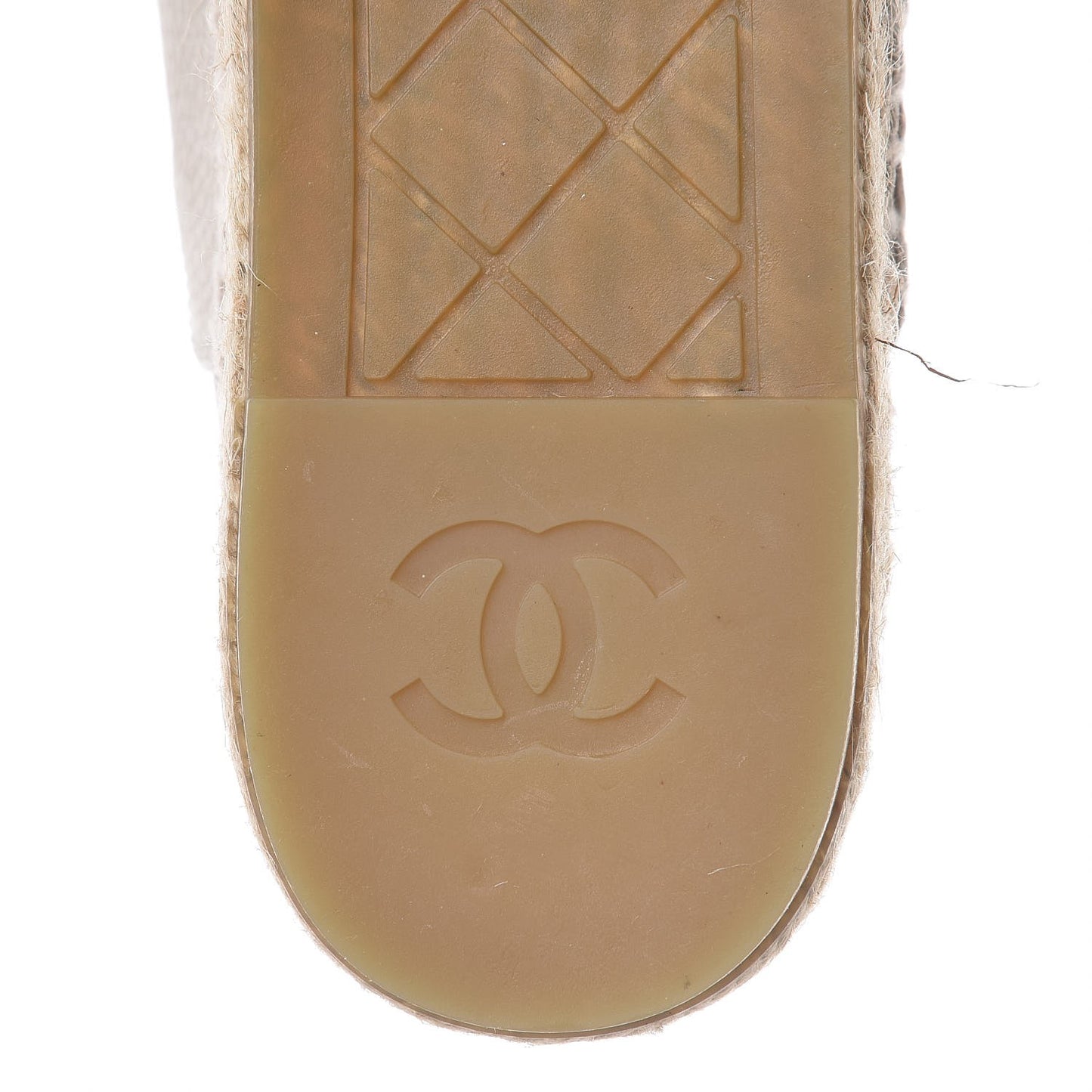 Grained Calfskin CC Espadrilles 39 Beige Black