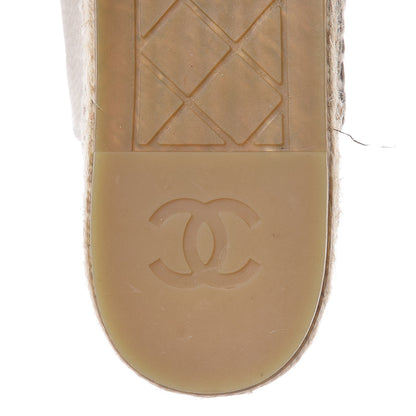 Chanel Grained Calfskin CC Espadrilles 39 Beige Black 8 of 10