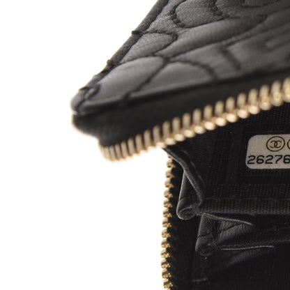 Chanel Lambskin Camellia Embossed Zip Coin Purse Black 7 of 8