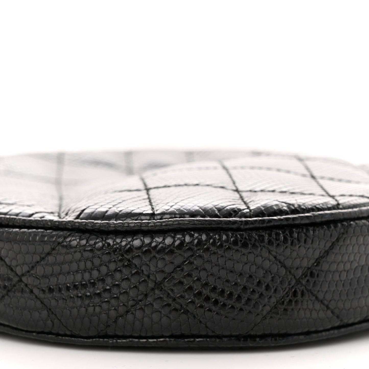 Lizard Quilted Round Tassel Crossbody Bag Black