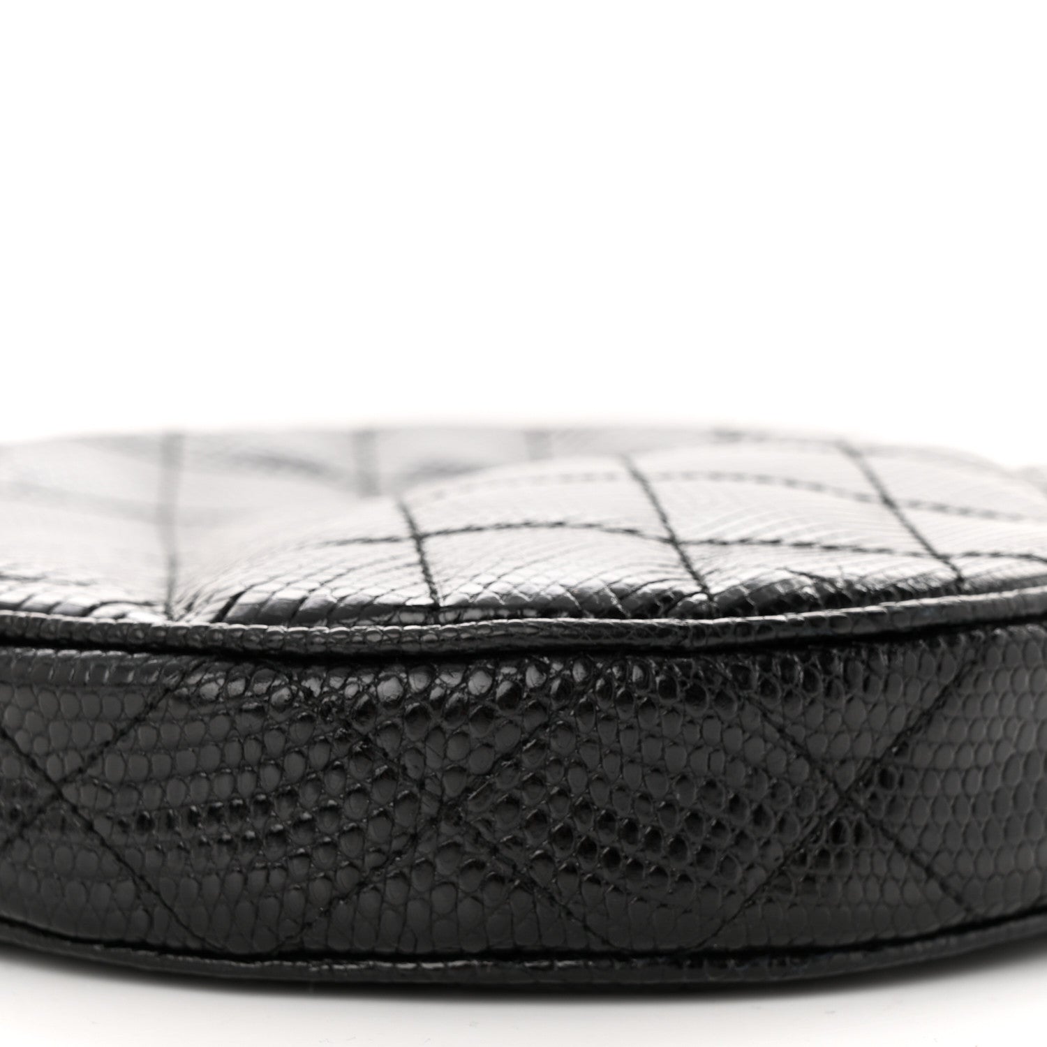 Chanel Lizard Quilted Round Tassel Crossbody Bag Black 10 of 12