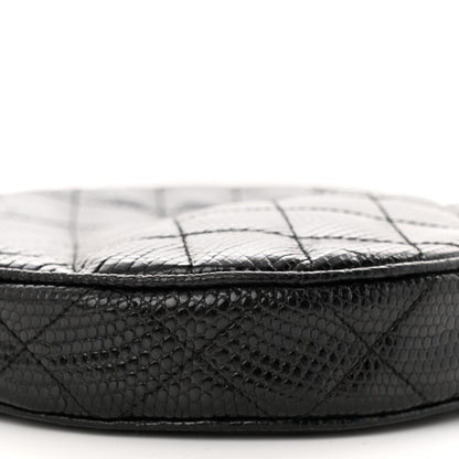 Chanel Lizard Quilted Round Tassel Crossbody Bag Black 10 of 12