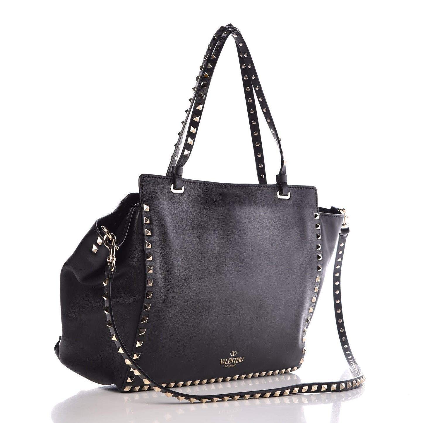 Vitello Medium Rockstud Tote Black