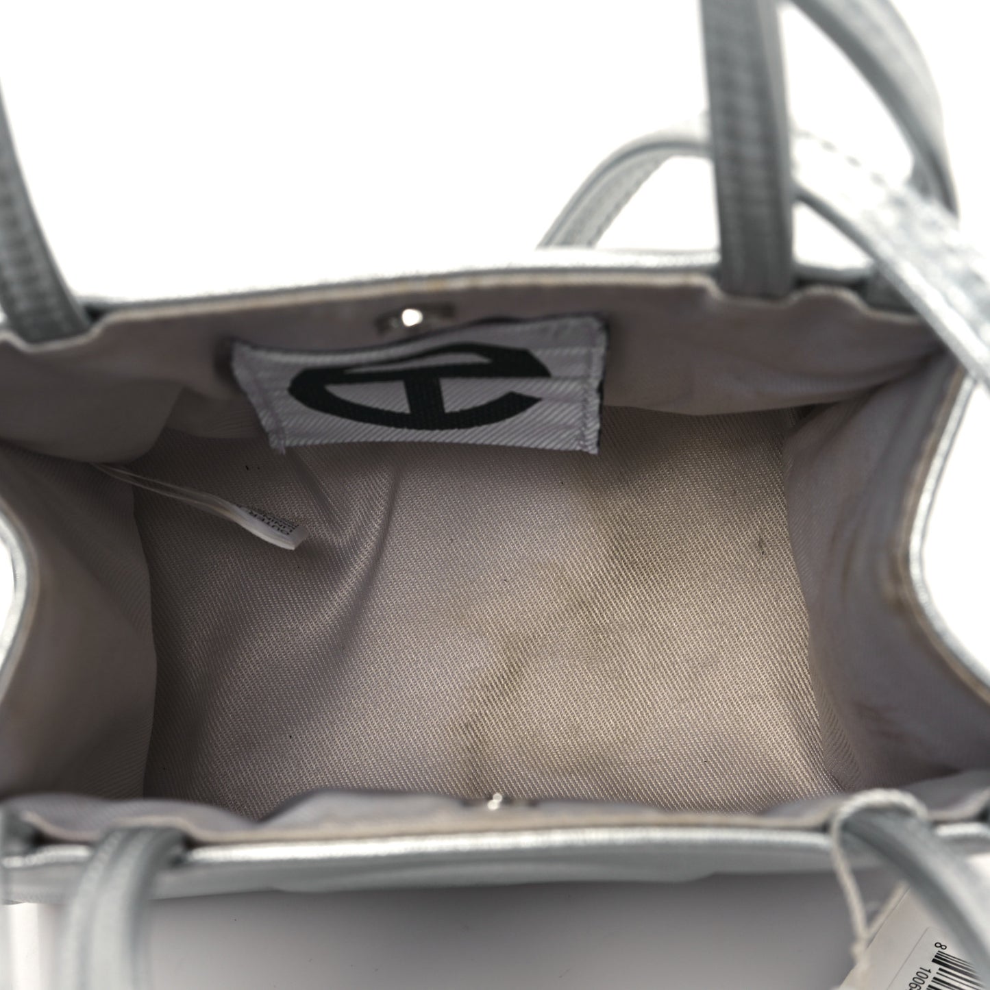 Metallic Vegan Leather Small Shopping Bag Silver