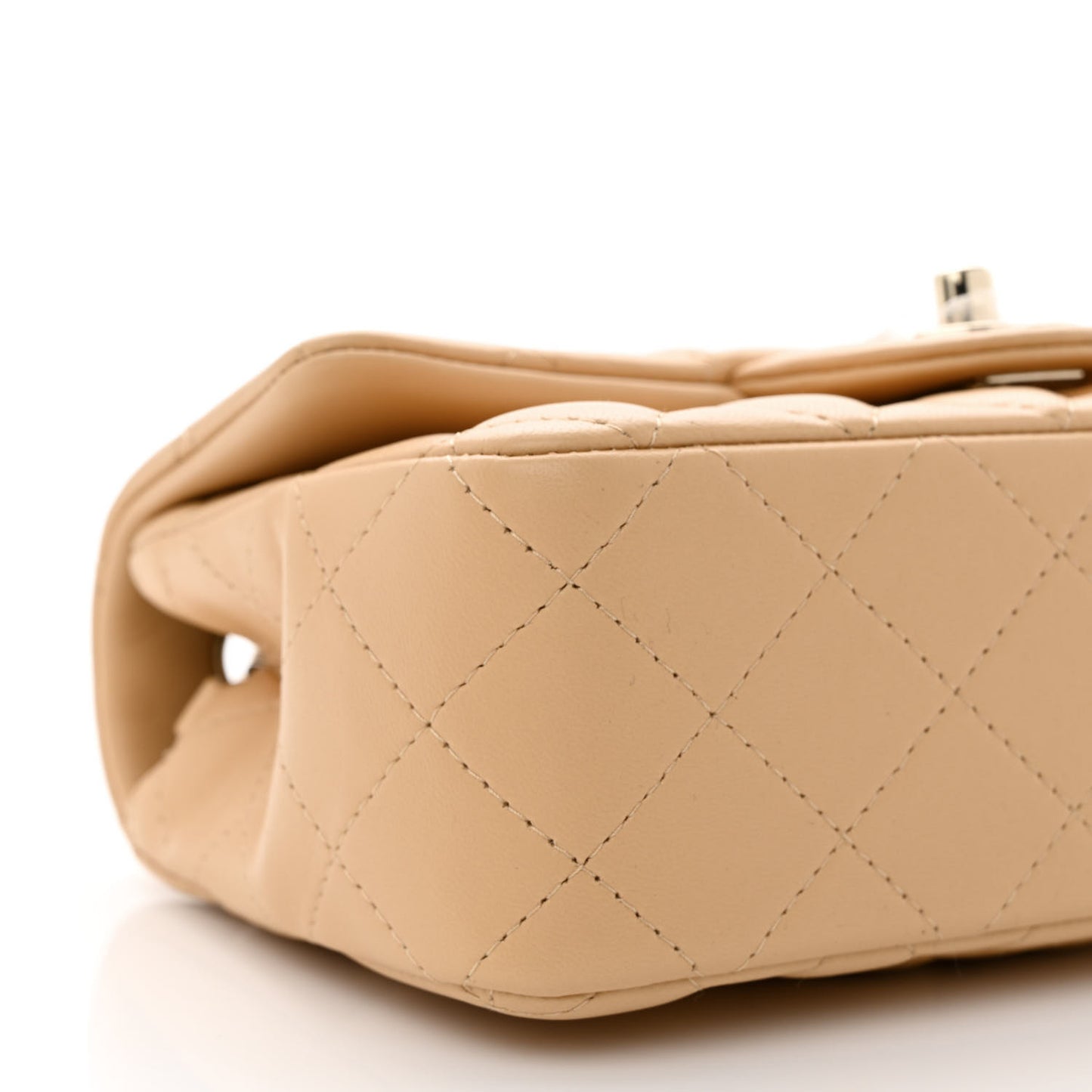 Lambskin Quilted Mini Rectangular Flap Beige