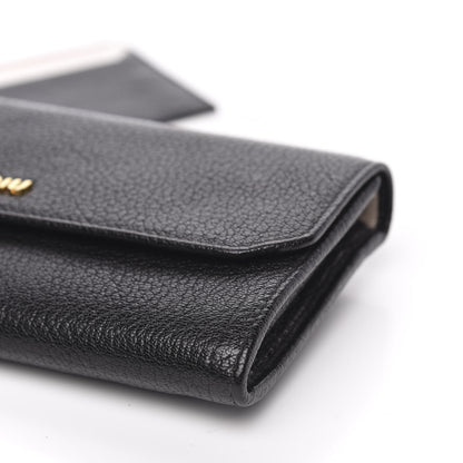 Miu Miu Goatskin Madras Flap Wallet Black 10 of 10