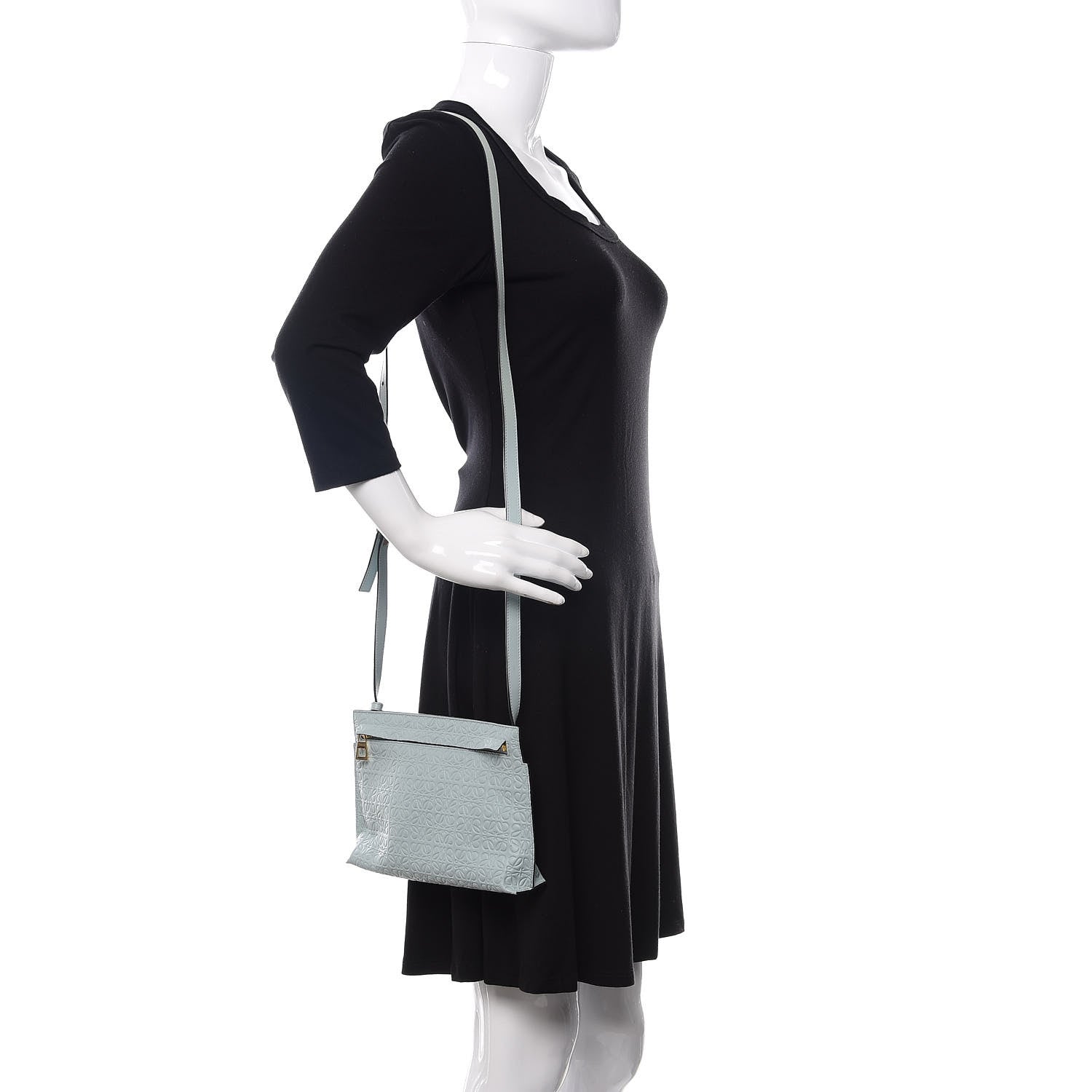 Loewe Calfskin Embossed Mini Repeat T Crossbody Bag Stone Blue 2 of 11
