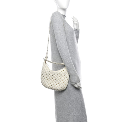 Valentino Garavani Nappa Small Rockstud Spike Hobo Ivory 2 of 13