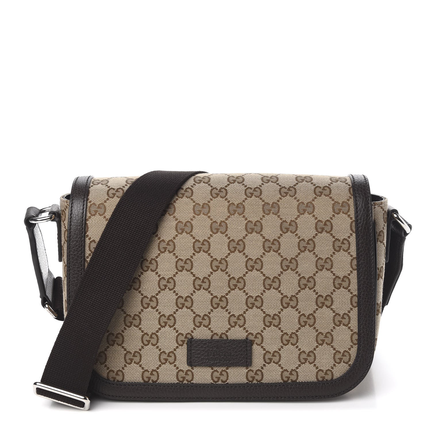Gucci Monogram Flap Messenger Bag Beige Dark Brown 1 of 10