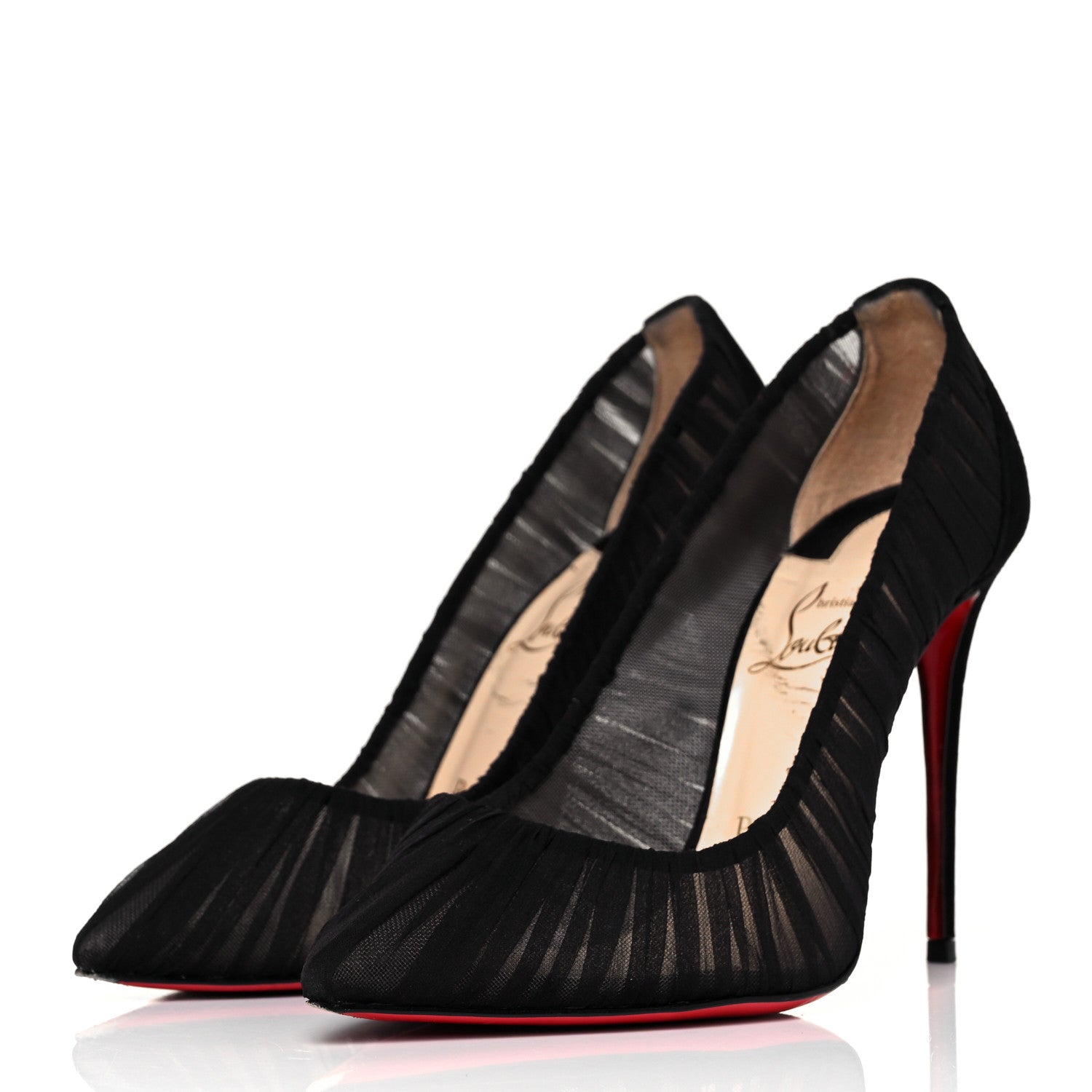 Christian Louboutin Tulle Suede Follies Draperia 100 Pumps 36.5 Black 3 of 7