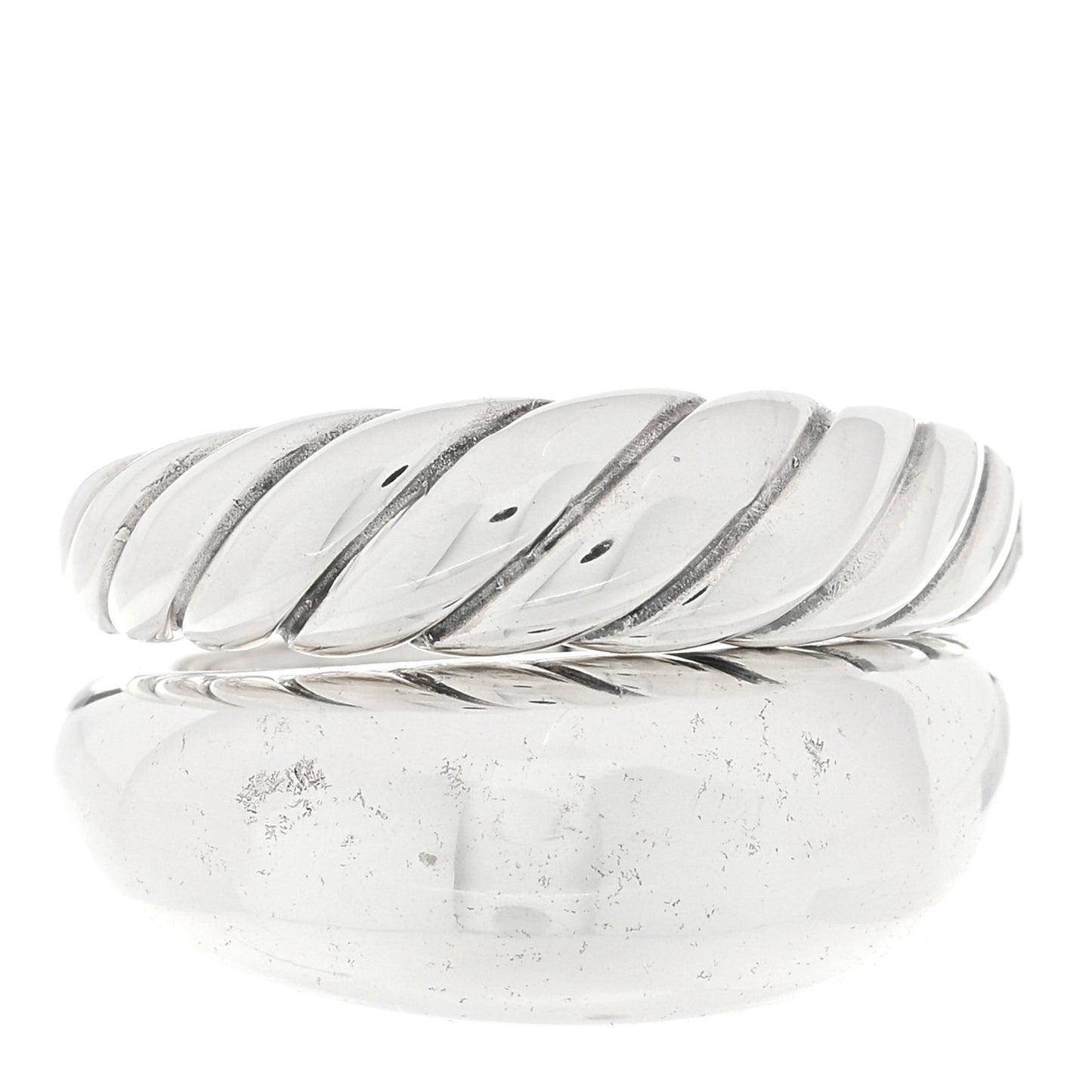 Sterling Silver 17mm Pure Form Two Row Ring 54 7