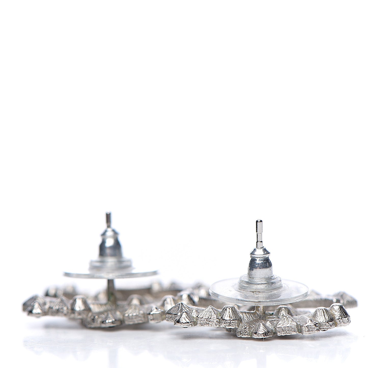 Baguette Crystal CC Earrings Silver Black
