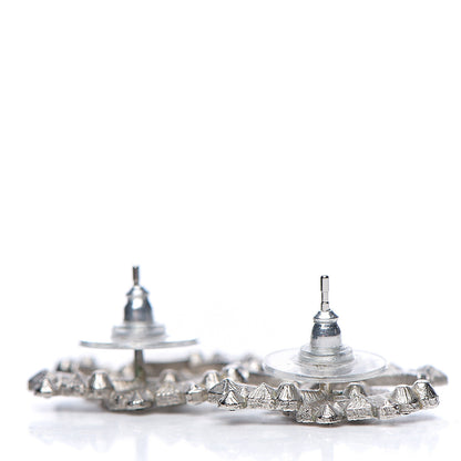 Chanel Baguette Crystal CC Earrings Silver Black 2 of 3