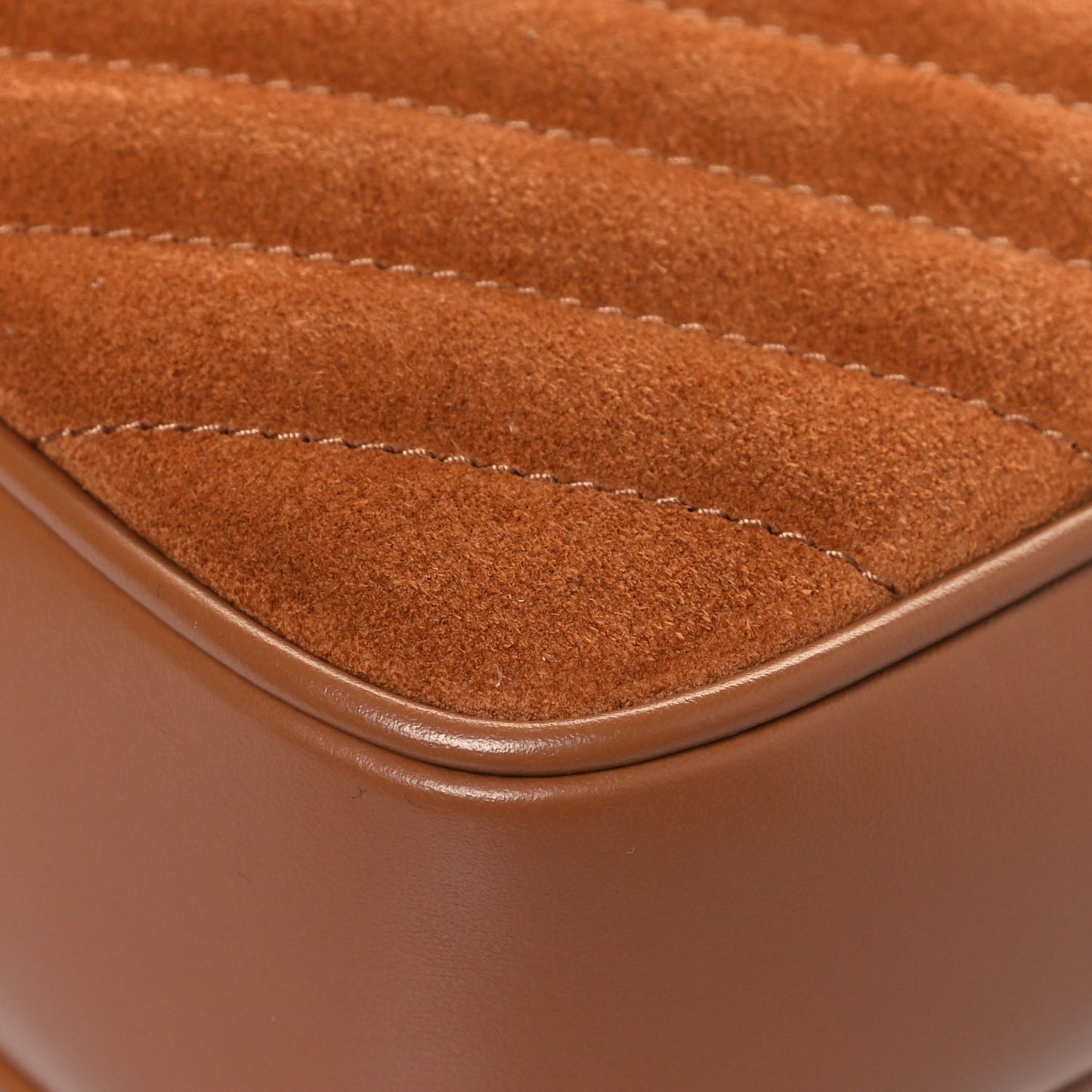 Suede Matelasse Monogram Lou Camera Bag Cinnamon