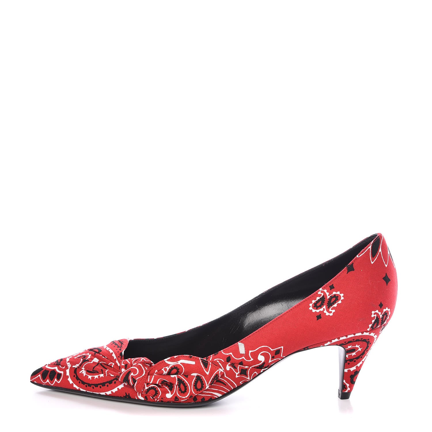Saint Laurent Bandana Charlotte Kitten Heel Pumps 41 Red 1 of 7