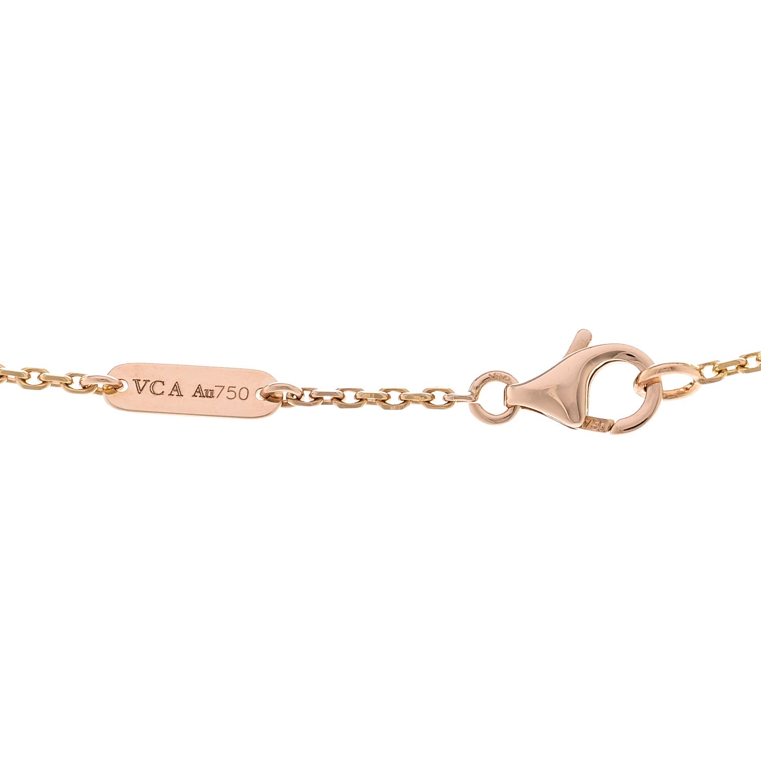 Van Cleef & Arpels 18K Rose Gold Diamond Mother of Pearl Vintage Alhambra Pendant Necklace 4 of 4