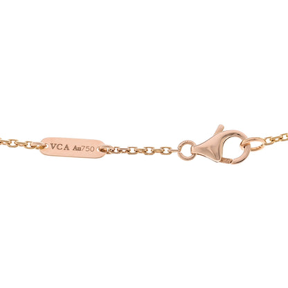 Van Cleef & Arpels 18K Rose Gold Diamond Mother of Pearl Vintage Alhambra Pendant Necklace 4 of 4